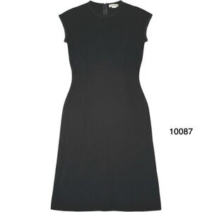 Mita Sweater Dress Women's 10 Black Tight Knit Sleeveless Round Neck Back Zipper